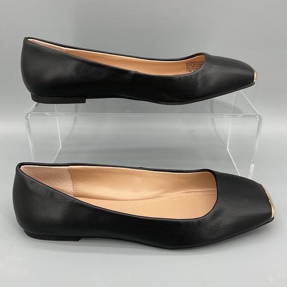 NEW Alfani Women’s Metallic Neptoon Square Toe Slip on Flats Black Size 7.5M - Picture 1 of 10